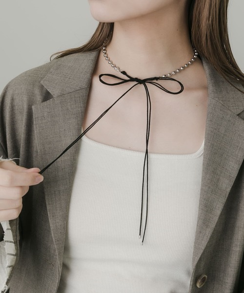 SMELLY（スメリー）の「メタルボールダブルコードネックレス（ネックレス・レディース・ブラック系その他・-）」の4枚目の写真