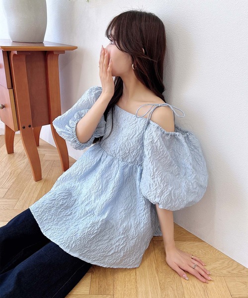 INGNI(イング)の「2Wayオフショルシアージャガードブラウス(シャツ/ブラウス・レディース・ブラック/ブルー/オフホワイト・M)」の17枚目の写真