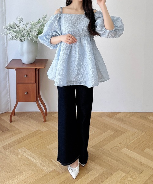 INGNI(イング)の「2Wayオフショルシアージャガードブラウス(シャツ/ブラウス・レディース・ブラック/ブルー/オフホワイト・M)」の21枚目の写真