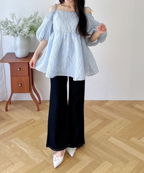 INGNI(イング)の「2Wayオフショルシアージャガードブラウス(シャツ/ブラウス・レディース・ブラック/ブルー/オフホワイト・M)」の22枚目の写真