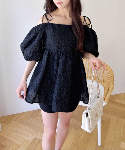 INGNI(イング)の「2Wayオフショルシアージャガードブラウス(シャツ/ブラウス・レディース・ブラック/ブルー/オフホワイト・M)」の6枚目の写真