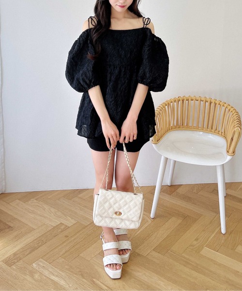 INGNI(イング)の「2Wayオフショルシアージャガードブラウス(シャツ/ブラウス・レディース・ブラック/ブルー/オフホワイト・M)」の10枚目の写真