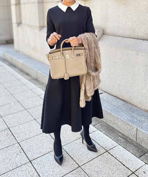 ST.ROONEY（セントルーニー）の「クレリックフレアワンピース【低身長・小柄女性向け】（ワンピース・レディース・ブラック/ネイビー/ベージュ・XS/S）」の9枚目の写真