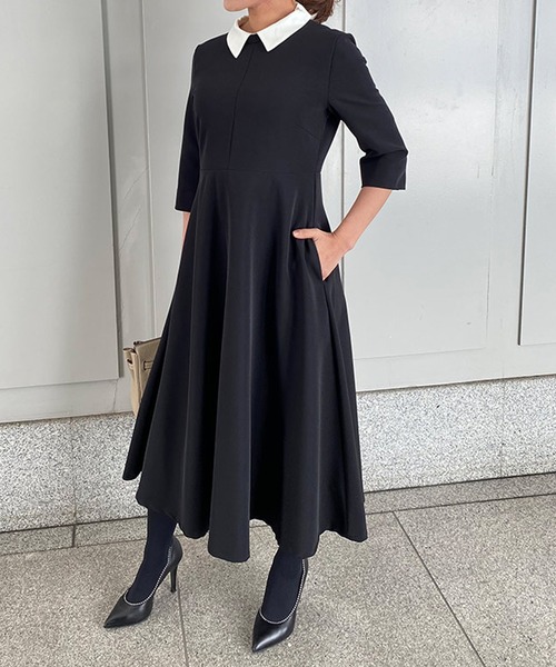 ST.ROONEY（セントルーニー）の「クレリックフレアワンピース【低身長・小柄女性向け】（ワンピース・レディース・ブラック/ネイビー/ベージュ・XS/S）」の10枚目の写真