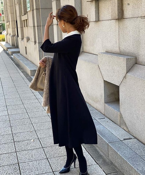 ST.ROONEY（セントルーニー）の「クレリックフレアワンピース【低身長・小柄女性向け】（ワンピース・レディース・ブラック/ネイビー/ベージュ・XS/S）」の11枚目の写真