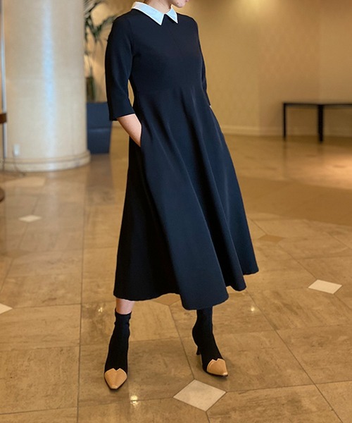 ST.ROONEY（セントルーニー）の「クレリックフレアワンピース【低身長・小柄女性向け】（ワンピース・レディース・ブラック/ネイビー/ベージュ・XS/S）」の15枚目の写真