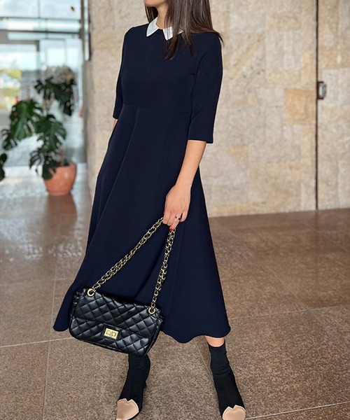 ST.ROONEY（セントルーニー）の「クレリックフレアワンピース【低身長・小柄女性向け】（ワンピース・レディース・ブラック/ネイビー/ベージュ・XS/S）」の20枚目の写真