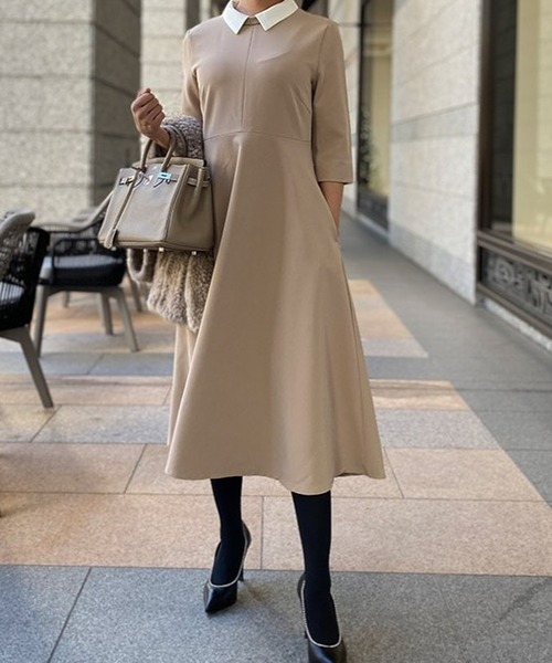 ST.ROONEY（セントルーニー）の「クレリックフレアワンピース【低身長・小柄女性向け】（ワンピース・レディース・ブラック/ネイビー/ベージュ・XS/S）」の22枚目の写真