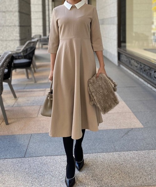 ST.ROONEY(セントルーニー)の「クレリックフレアワンピース【低身長・小柄女性向け】(ワンピース・レディース・ブラック/ネイビー/ベージュ・XS/S)」の22枚目の写真