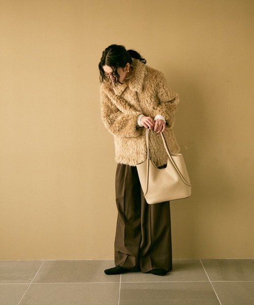 Lutim by u(ルチバイユー)の「Cord tote bag with pouch / ポーチ付コードトートバック(トートバッグ・レディース・キャメル/ベージュ/ブラック/アイボリー/ブラウン・FREE)」の12枚目の写真