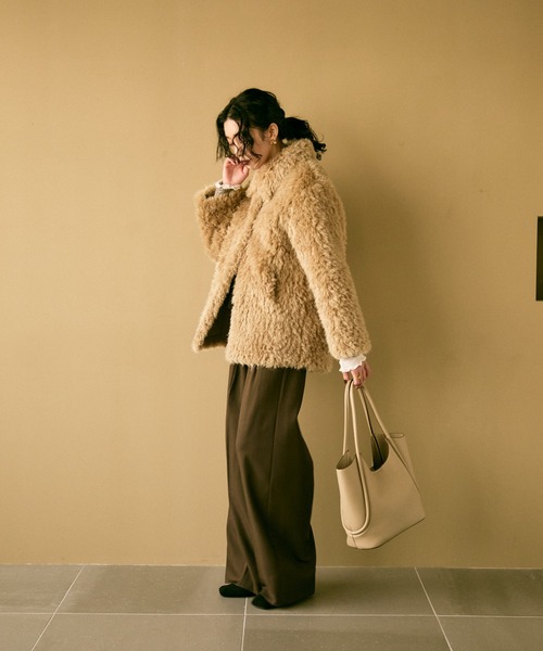 Lutim by u(ルチバイユー)の「Cord tote bag with pouch / ポーチ付コードトートバック(トートバッグ・レディース・キャメル/ベージュ/ブラック/アイボリー/ブラウン・FREE)」の13枚目の写真