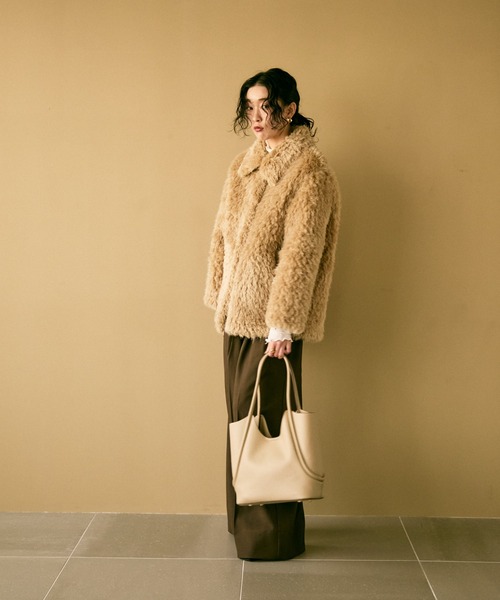 Lutim by u(ルチバイユー)の「Cord tote bag with pouch / ポーチ付コードトートバック(トートバッグ・レディース・キャメル/ベージュ/ブラック/アイボリー/ブラウン・FREE)」の21枚目の写真