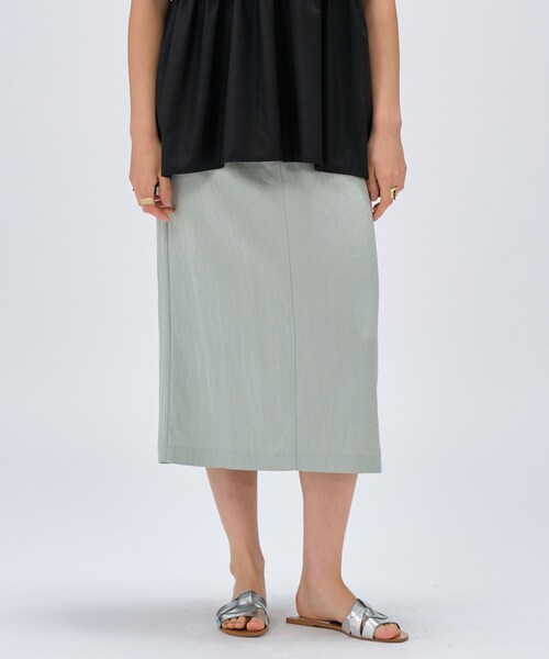 cloenc（クロエンス）の「【セットアップ／マシンウォッシュ】レーヨンツイルIラインスカート（スカート・レディース・チャコールグレー/ブラック/ナチュラル/ライトグリーン・02/01/03）」の4枚目の写真