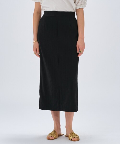 cloenc（クロエンス）の「【セットアップ／マシンウォッシュ】レーヨンツイルIラインスカート（スカート・レディース・チャコールグレー/ブラック/ナチュラル/ライトグリーン・02/01/03）」の2枚目の写真