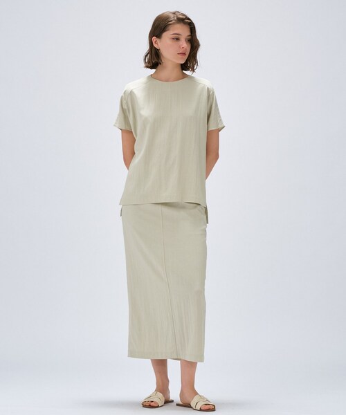 cloenc（クロエンス）の「【セットアップ／マシンウォッシュ】レーヨンツイルIラインスカート（スカート・レディース・チャコールグレー/ブラック/ナチュラル/ライトグリーン・02/01/03）」の6枚目の写真