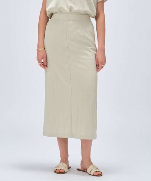 cloenc（クロエンス）の「【セットアップ／マシンウォッシュ】レーヨンツイルIラインスカート（スカート・レディース・チャコールグレー/ブラック/ナチュラル/ライトグリーン・02/01/03）」の7枚目の写真