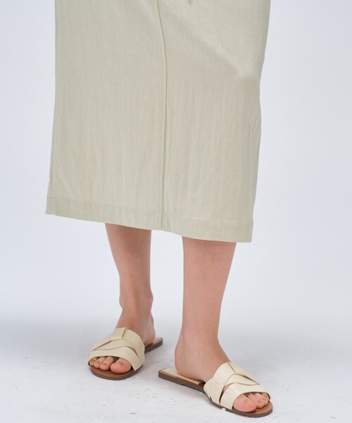 cloenc（クロエンス）の「【セットアップ／マシンウォッシュ】レーヨンツイルIラインスカート（スカート・レディース・チャコールグレー/ブラック/ナチュラル/ライトグリーン・02/01/03）」の12枚目の写真