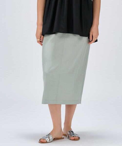 cloenc（クロエンス）の「【セットアップ／マシンウォッシュ】レーヨンツイルIラインスカート（スカート・レディース・チャコールグレー/ブラック/ナチュラル/ライトグリーン・02/01/03）」の15枚目の写真