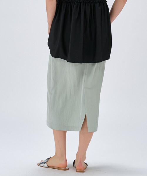 cloenc（クロエンス）の「【セットアップ／マシンウォッシュ】レーヨンツイルIラインスカート（スカート・レディース・チャコールグレー/ブラック/ナチュラル/ライトグリーン・02/01/03）」の18枚目の写真