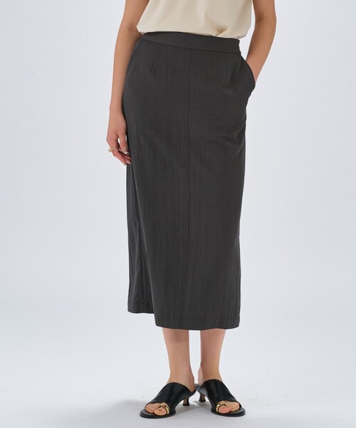 cloenc（クロエンス）の「【セットアップ／マシンウォッシュ】レーヨンツイルIラインスカート（スカート・レディース・チャコールグレー/ブラック/ナチュラル/ライトグリーン・02/01/03）」の21枚目の写真