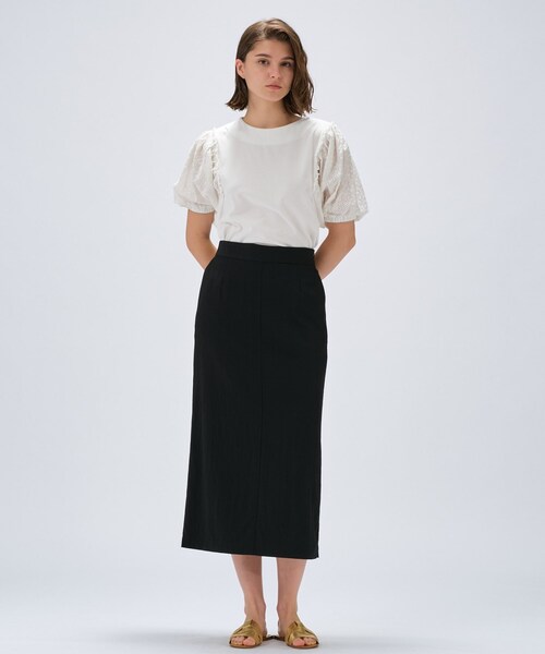 cloenc（クロエンス）の「【セットアップ／マシンウォッシュ】レーヨンツイルIラインスカート（スカート・レディース・チャコールグレー/ブラック/ナチュラル/ライトグリーン・02/01/03）」の7枚目の写真