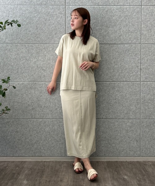 cloenc（クロエンス）の「【セットアップ／マシンウォッシュ】レーヨンツイルIラインスカート（スカート・レディース・チャコールグレー/ブラック/ナチュラル/ライトグリーン・02/01/03）」の3枚目の写真