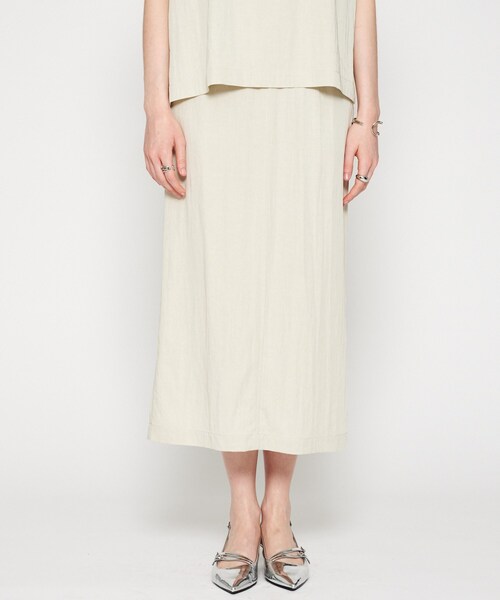 cloenc（クロエンス）の「【セットアップ／マシンウォッシュ】レーヨンツイルIラインスカート（スカート・レディース・チャコールグレー/ブラック/ナチュラル/ライトグリーン・02/01/03）」の5枚目の写真