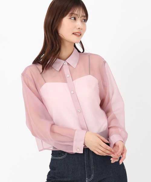 MISCH MASCH(ミッシュマッシュ)の「クロップドシアーシャツ(シャツ/ブラウス・レディース・ホワイト/ベージュ/ピンク・フリ-)」の10枚目の写真