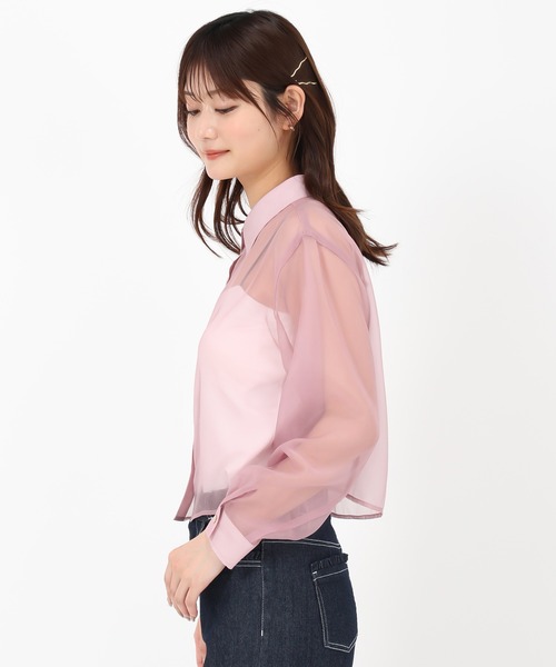 MISCH MASCH(ミッシュマッシュ)の「クロップドシアーシャツ(シャツ/ブラウス・レディース・ホワイト/ベージュ/ピンク・フリ-)」の11枚目の写真