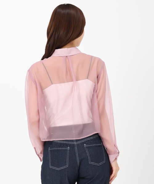 MISCH MASCH(ミッシュマッシュ)の「クロップドシアーシャツ(シャツ/ブラウス・レディース・ホワイト/ベージュ/ピンク・フリ-)」の12枚目の写真