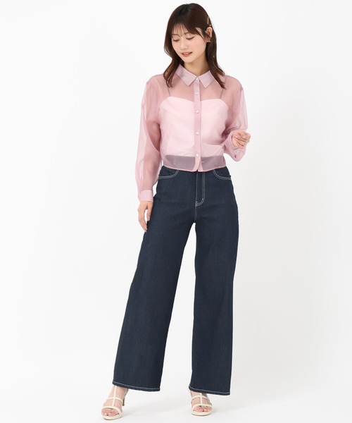 MISCH MASCH(ミッシュマッシュ)の「クロップドシアーシャツ(シャツ/ブラウス・レディース・ホワイト/ベージュ/ピンク・フリ-)」の20枚目の写真