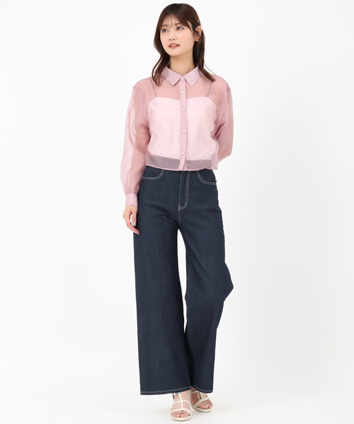 MISCH MASCH(ミッシュマッシュ)の「クロップドシアーシャツ(シャツ/ブラウス・レディース・ホワイト/ベージュ/ピンク・フリ-)」の21枚目の写真