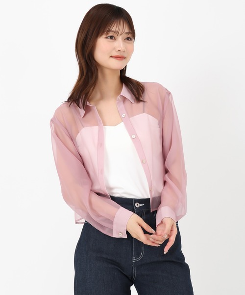 MISCH MASCH(ミッシュマッシュ)の「クロップドシアーシャツ(シャツ/ブラウス・レディース・ホワイト/ベージュ/ピンク・フリ-)」の17枚目の写真