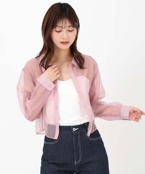 MISCH MASCH(ミッシュマッシュ)の「クロップドシアーシャツ(シャツ/ブラウス・レディース・ホワイト/ベージュ/ピンク・フリ-)」の18枚目の写真