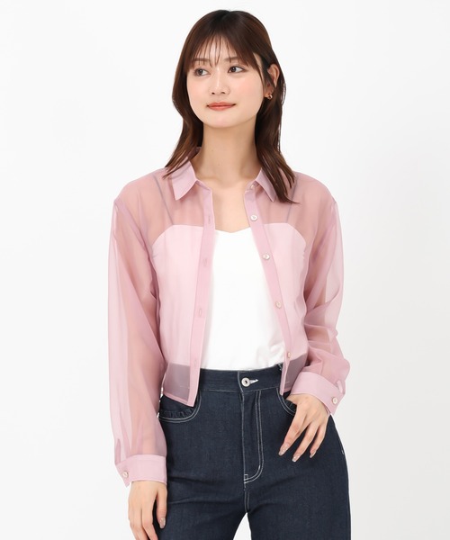 MISCH MASCH(ミッシュマッシュ)の「クロップドシアーシャツ(シャツ/ブラウス・レディース・ホワイト/ベージュ/ピンク・フリ-)」の19枚目の写真