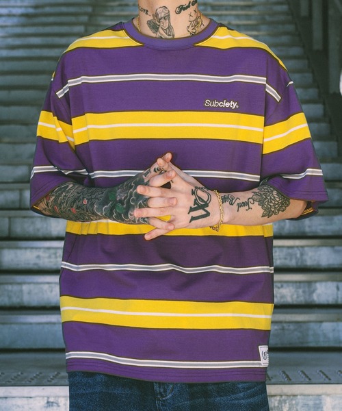 Subciety(サブサエティ)の「Border tee(Tシャツ/カットソー・メンズ・ブラック/パープル/グレー・SMALL/MEDIUM/LARGE/X-LARGE/XX-LARGE)」の3枚目の写真