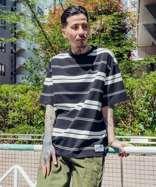 Subciety(サブサエティ)の「Border tee(Tシャツ/カットソー・メンズ・ブラック/パープル/グレー・SMALL/MEDIUM/LARGE/X-LARGE/XX-LARGE)」の1枚目の写真
