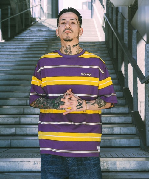Subciety(サブサエティ)の「Border tee(Tシャツ/カットソー・メンズ・ブラック/パープル/グレー・SMALL/MEDIUM/LARGE/X-LARGE/XX-LARGE)」の7枚目の写真
