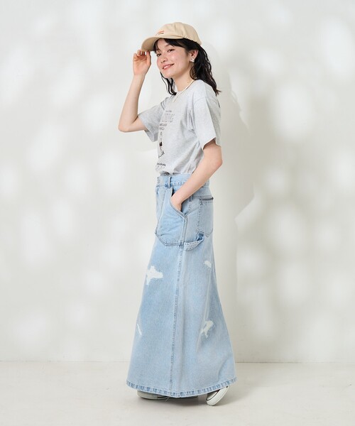 FREAK'S STORE（フリークスストア）の「クロスディテールペインターダメージスカート/デニムスカート（デニムスカート・レディース・サックスブルー・SMALL/MEDIUM）」の3枚目の写真