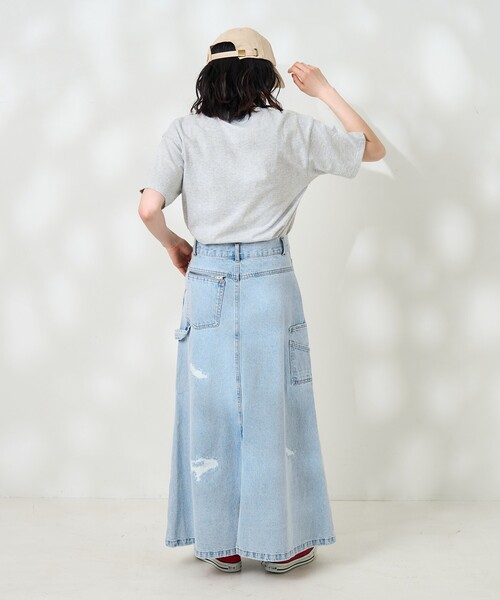 FREAK'S STORE（フリークスストア）の「クロスディテールペインターダメージスカート/デニムスカート（デニムスカート・レディース・サックスブルー・SMALL/MEDIUM）」の4枚目の写真
