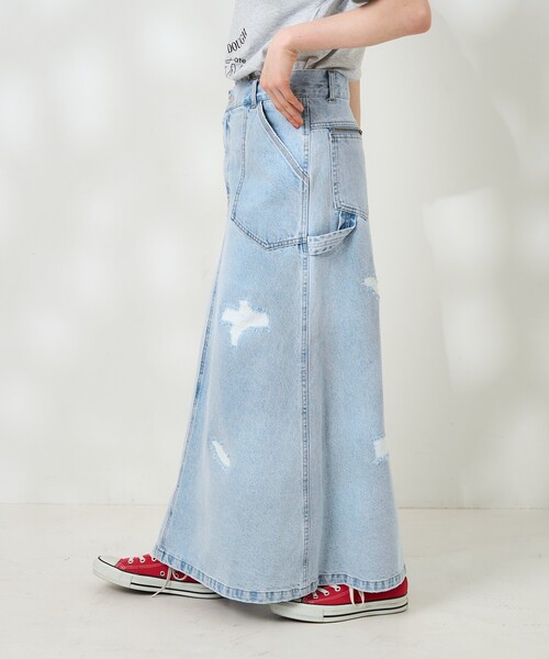 FREAK'S STORE（フリークスストア）の「クロスディテールペインターダメージスカート/デニムスカート（デニムスカート・レディース・サックスブルー・SMALL/MEDIUM）」の7枚目の写真