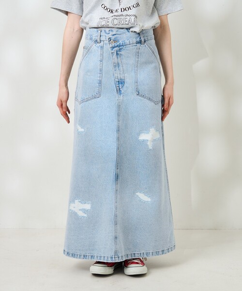 FREAK'S STORE（フリークスストア）の「クロスディテールペインターダメージスカート/デニムスカート（デニムスカート・レディース・サックスブルー・SMALL/MEDIUM）」の9枚目の写真