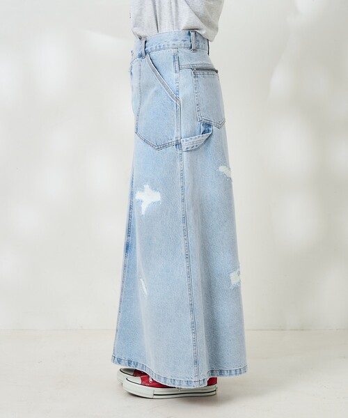 FREAK'S STORE（フリークスストア）の「クロスディテールペインターダメージスカート/デニムスカート（デニムスカート・レディース・サックスブルー・SMALL/MEDIUM）」の10枚目の写真