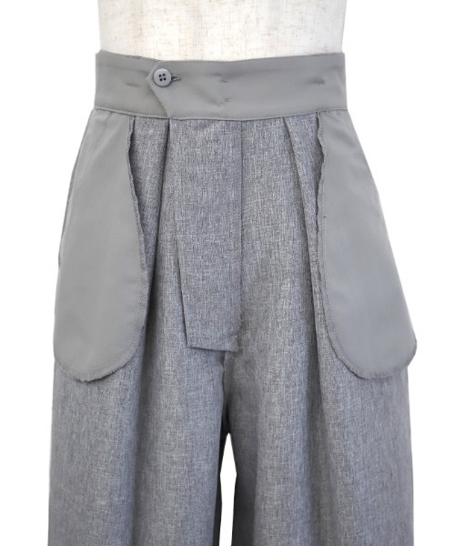 select MOCA(セレクトモカ)の「ダブルベルトワイドパンツ(スラックス・レディース・グレー/ブラック・MEDIUM/LARGE)」の5枚目の写真
