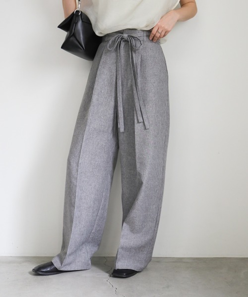 select MOCA(セレクトモカ)の「ダブルベルトワイドパンツ(スラックス・レディース・グレー/ブラック・MEDIUM/LARGE)」の16枚目の写真