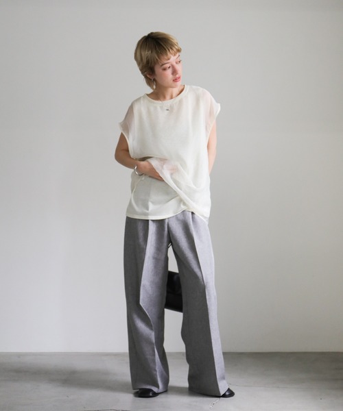 select MOCA(セレクトモカ)の「ダブルベルトワイドパンツ(スラックス・レディース・グレー/ブラック・MEDIUM/LARGE)」の18枚目の写真