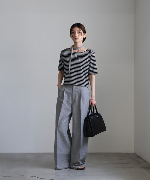 select MOCA(セレクトモカ)の「ダブルベルトワイドパンツ(スラックス・レディース・グレー/ブラック・MEDIUM/LARGE)」の20枚目の写真