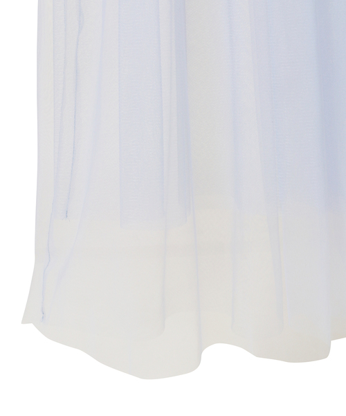 CONVERSE TOKYO（コンバーストウキョウ）の「【HL】SHIRRING TULLE DOCKING DRESS（ワンピース・レディース・ホワイト/ブラック/ブルー・FREE）」の19枚目の写真