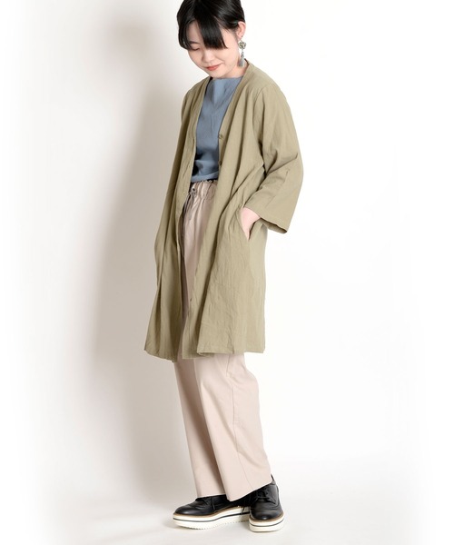 MARAI(マーライ)の「綿麻ロングカーディガン 長袖 無地 羽織(カーディガン/ボレロ・レディース・イエロー/オレンジ/ライム/ブラウン/パープル系/グリーン/パープル/ブラック・FREE)」の21枚目の写真
