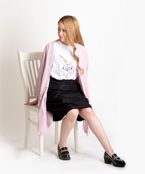 MARAI(マーライ)の「綿麻ロングカーディガン 長袖 無地 羽織(カーディガン/ボレロ・レディース・イエロー/オレンジ/ライム/ブラウン/パープル系/グリーン/パープル/ブラック・FREE)」の9枚目の写真
